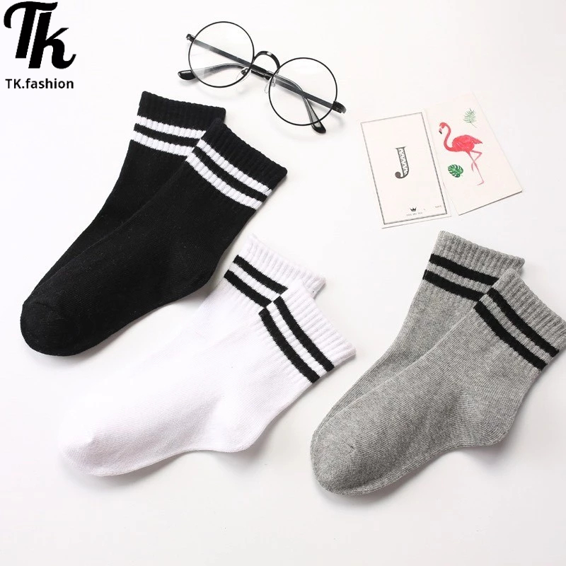 Set 5 Đôi Tất Cotton Cổ Kẻ Phong Cách Hàn Quốc