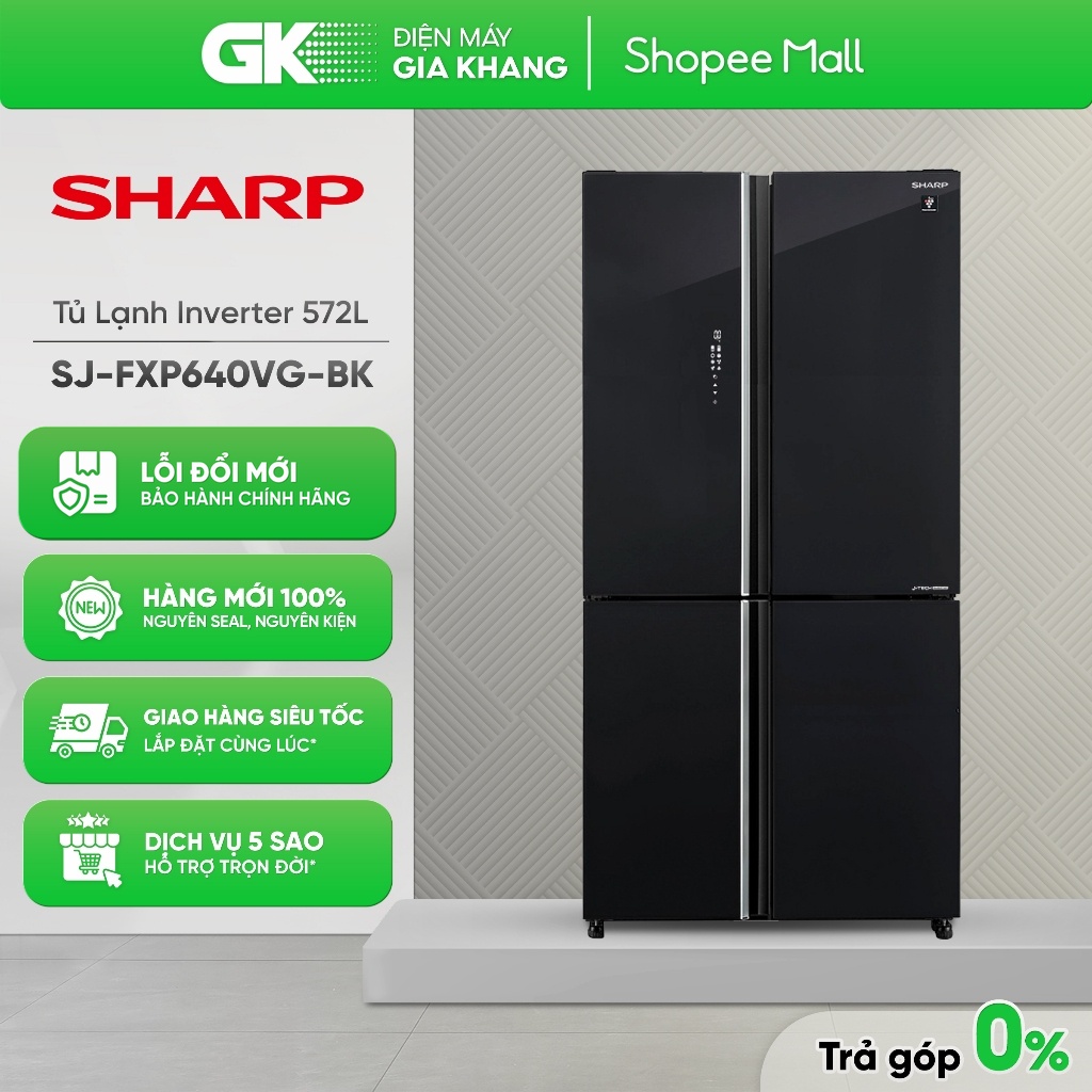 SJ-FXP640VG-BK - Tủ Lạnh Sharp Inverter 572 Lít SJ-FXP640VG-BK [Freeship HCM]