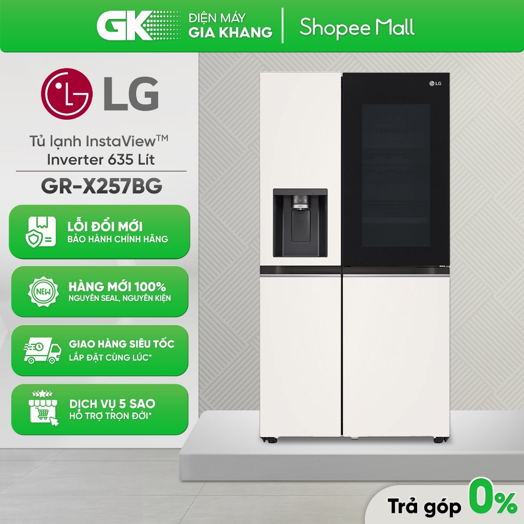 GR-X257BG Tủ Lạnh LG Inverter 635 Lít Side By Side InstaView Door-in-Door [Freeship HCM] {GIẢM 10%}