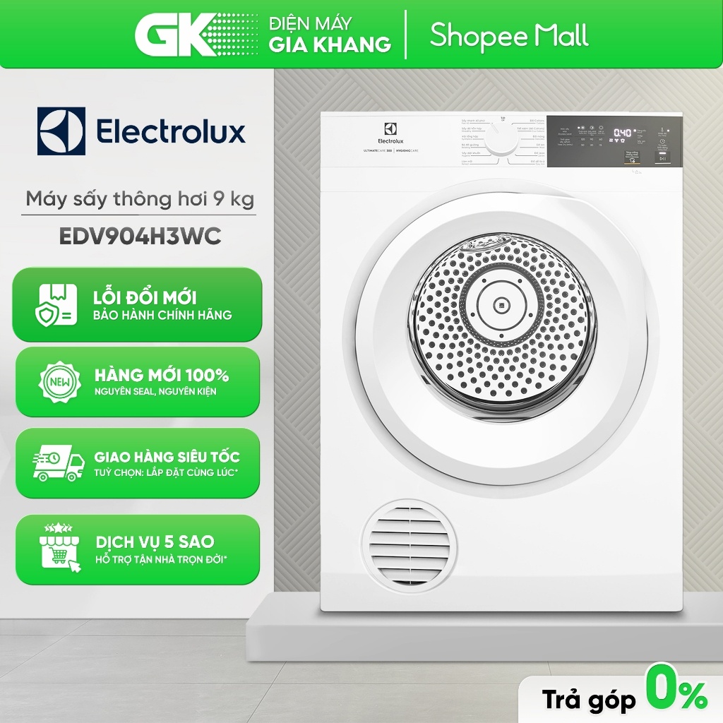 EDV904H3WC - Máy Sấy Thông Hơi Electrolux UltimateCare 9 Kg EDV904H3WC [Freeship CẦN THƠ]