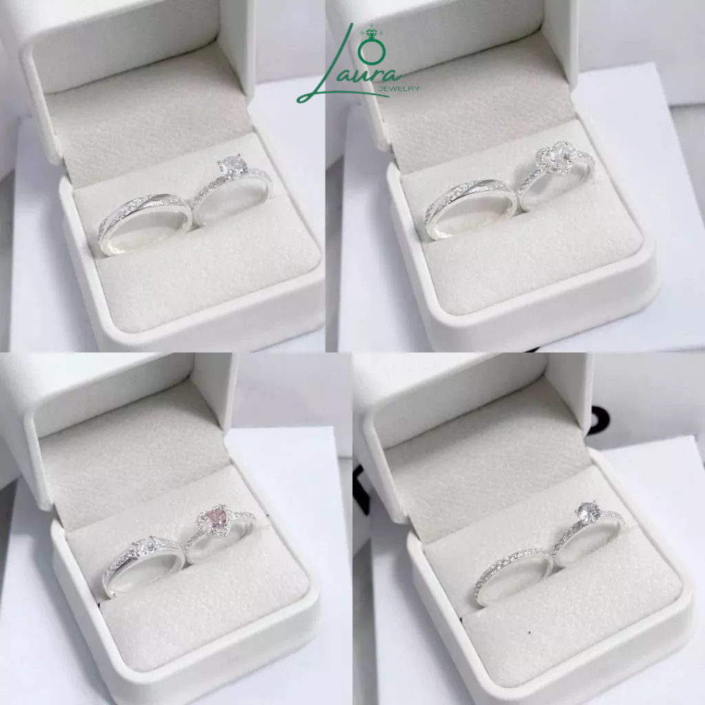   Hoả tốc  Các mẫu nhẫn đôi bạc Laura Jewelry đính đá bạc ta Nhẫn bạc đôi nam nữ fullbox như ảnh 