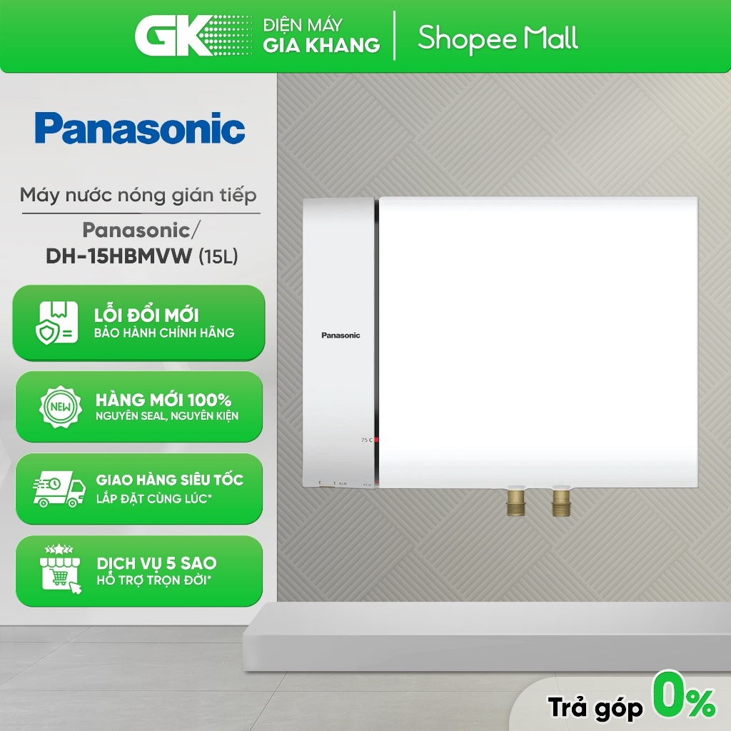 Máy Nước Nóng Gián Tiếp Panasonic DH-15HBMVW 15 Lít, Gắn Tường, Malaysia