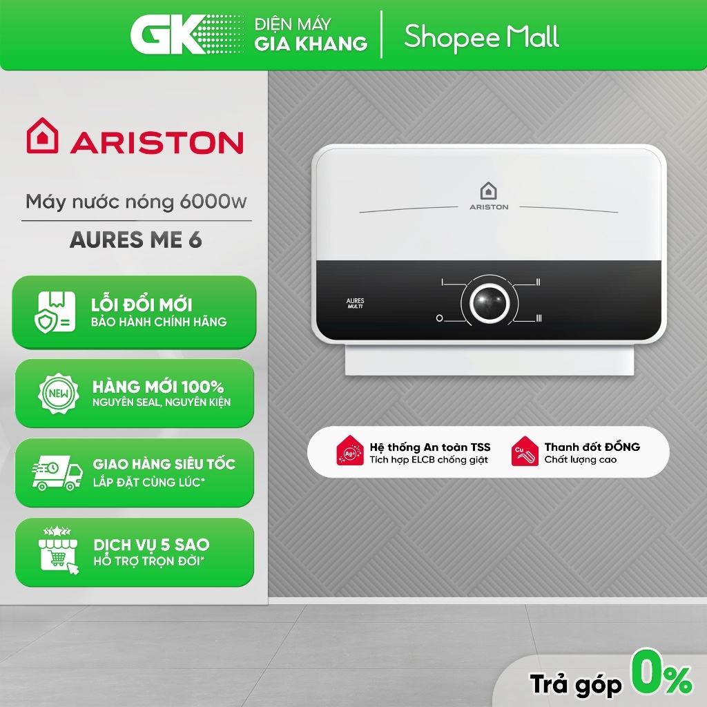 AURES ME 6 - Máy Nước Nóng Trực Tiếp Ariston 6000W AURES ME 6 [Toàn Quốc]