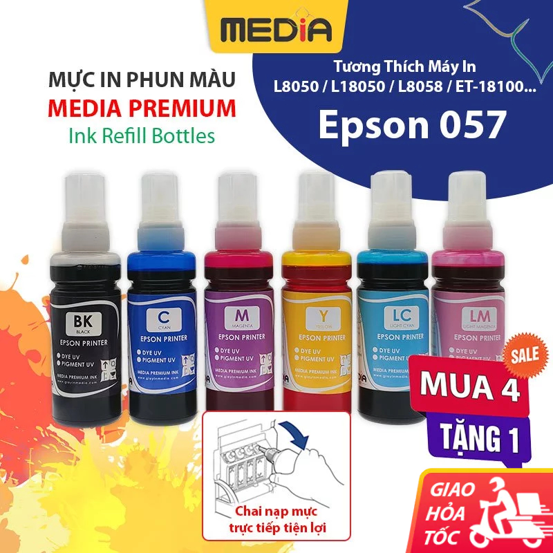 Mực In Màu Epson 057 Mực In Media Premium Dùng Cho Máy In L8050/L18050/L8058/ET-18100 Hộp Mực Epson