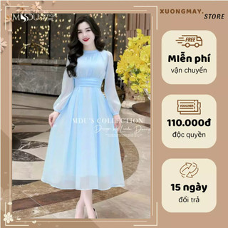 𝙢𝙙𝙪𝙭𝙪𝙤𝙣𝙜𝙢𝙖𝙮 Váy Tơ Hàn K65-D2-4 MDU2334 Dáng Tay Dài Nhẹ Nhàng Lịch Thanh Tinh Tế Từ MDU