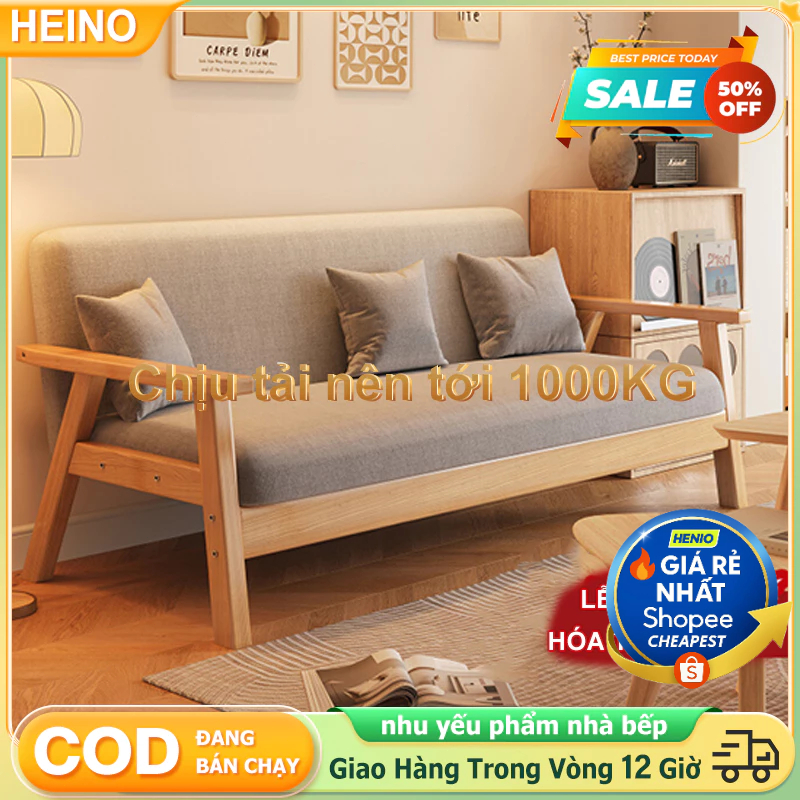 HEINO Ghế sofa đôi dài gỗ thư giãn có khoá kéo vệ sinh, chịu tải 600kg vải nhung cao cấp | BigBuy360 - bigbuy360.vn