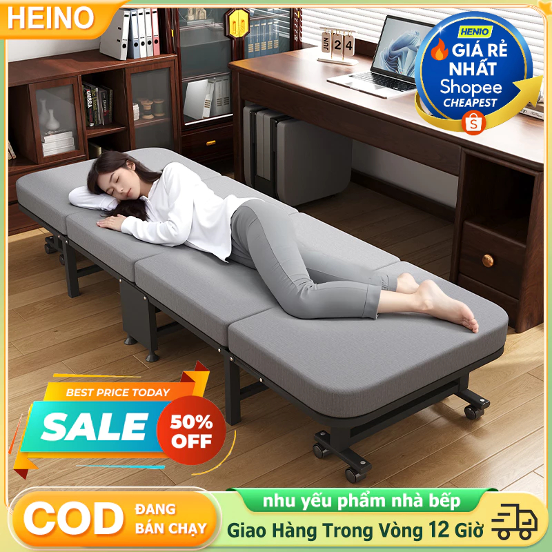 Giường Gấp Ngủ Trưa Văn Phòng Có Bánh Xe Di Chuyển Khung Thép Chắc Chắn cho dân văn phòng ngủ trưa