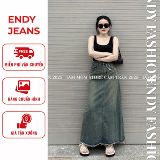 Chân Váy Jean Dáng Dài Cạp Cao Xẻ Tà Tua Gấu ED41 Siêu Xinh Xắn Đáng Yêu Cho Mùa Hè 2025