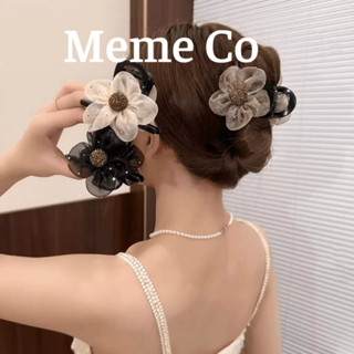 Kẹp tóc càng cua voan nhũ chất nhựa cao cấp nơ Resin