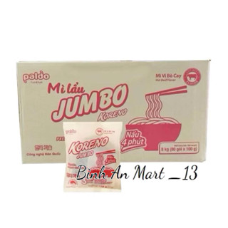 Thùng Mì lẩu Koreno Jumbo 80 gói/ thùng Vị Kim Chi - Bò Cay