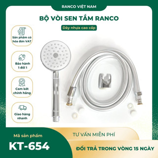 Bộ vòi hoa sen tắm tăng áp RANCO bát sen nhựa ABS, dây nhựa cao cấp lõi đồng chống xoắn 1.5m KT - 654