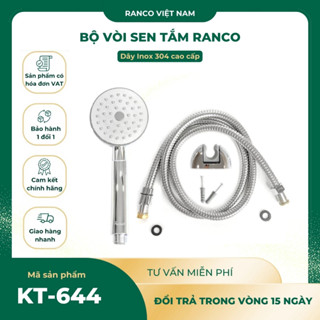 Bộ vòi sen tăng áp, vòi hoa sen tắm, đầu sen nhựa ABS phi 91mm, dây sen inox 304 lõi đồng chống xoắn 1.5m  KT - 644