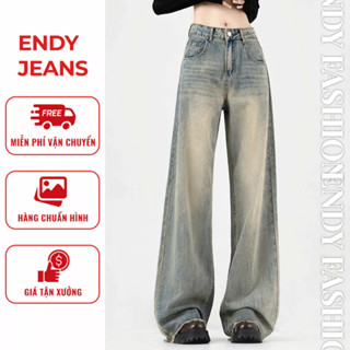 Quần Jean Nữ Ống Suông Rộng Tua Gấu, Quần Bò Nữ Cạp Cao Hack Dáng Thời Trang ED21