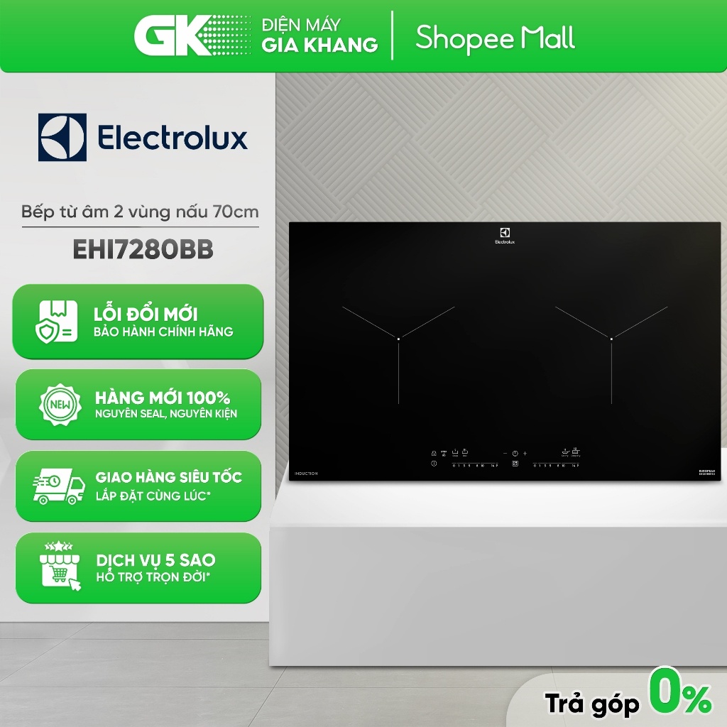 Bếp từ đôi âm Electrolux 70cm 3700W EHI7280BB Mặt Kính Ceramic - Eurokera (Pháp) [Toàn Quốc]{GIẢM 10