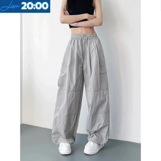 Quần Gió Nhăn Cạp Chun HIBENA Quần Ống Rộng Nữ Thời Trang Có Dây Rút Gấu Mặc Như Quần Jogger Q06