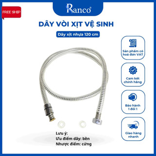 Dây vòi xịt cấp nước sịt vệ sinh RANCO nhựa cao cấp lõi đồng dài 1m2 chịu áp tốt, độ bền cao - D63TK