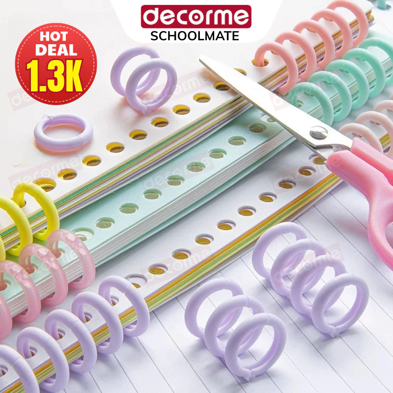 Binder thanh còng nhựa 5 còng làm sổ, kẹp tài liệu đường kính 12mm bìa màu A5 B5 A4 20 26 30 lỗ DECO