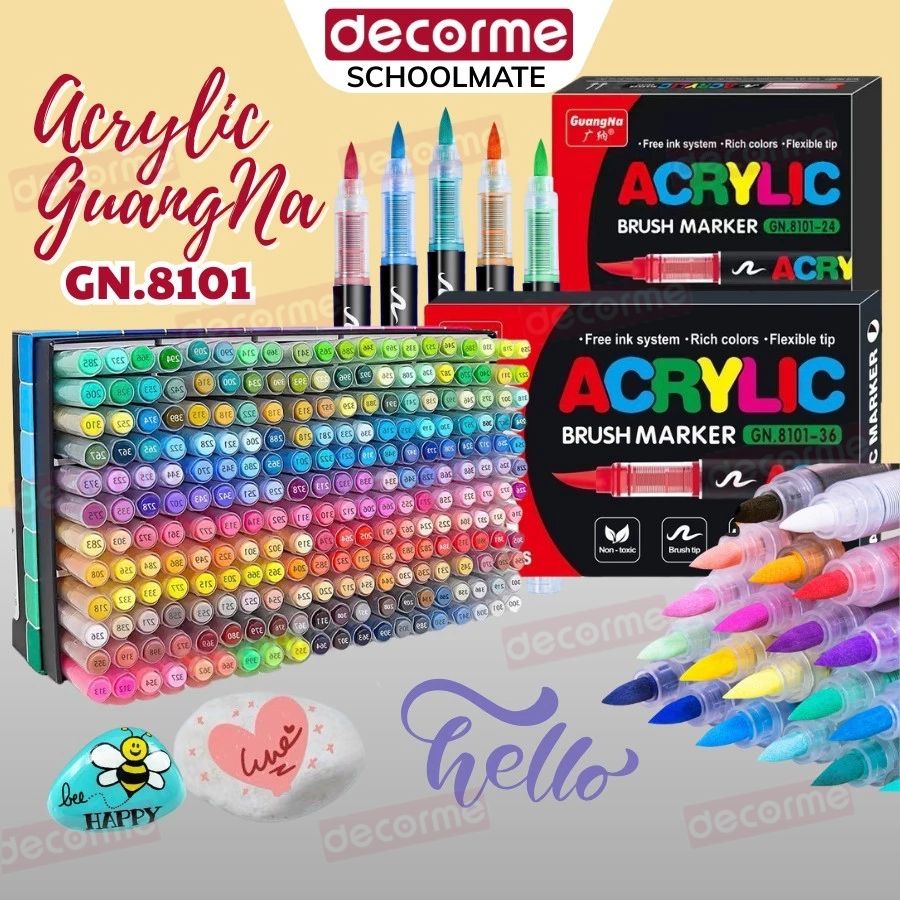 Bút Acrylic GuangNa 8101 ngòi brush to màu vẽ tranh họa cụ chuyên nghiệp vẽ mọi chất liệu set 24 36 