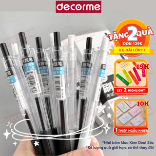 Bút Dupe Muji Decorme bút bấm ngòi 0.5 thân trong suốt mực đen xanh đỏ viết đều mực phụ kiện văn phòng phẩm