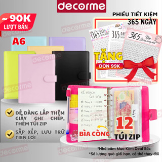 [TẶNG Phiếu tiết kiệm 365 ngày] Sổ tiết kiệm đựng tiền DecorMe sổ chi tiêu album tiết kiệm thông minh nhiều ngăn túi zip