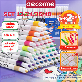 Màu Acrylic Marker Decorme bộ bút màu Acrylic 12/24/36/48/60 màu tô vẽ trên mọi chất liệu, có thể chồng màu che phủ tốt
