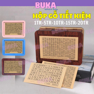 Hộp tiết kiệm bằng gỗ Buka Hộp đựng tiền tiết kiệm tiền giấy, tiền xu, nhẫn vàng,.. nhiều mệnh giá cầm tiện lợi gọn gàng