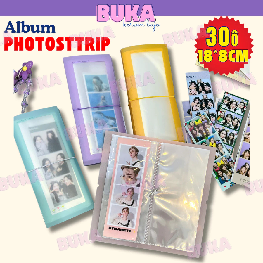 Sổ Tay Photobooth Sổ Đựng Ảnh Photo strip Buka sổ đựng ảnh 4cut, Card Dài  Đựng Photostrip, Bookmark