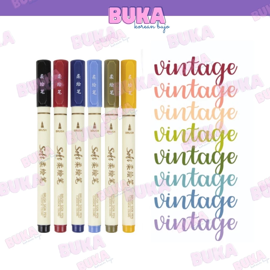 Bút Brush Sign Pen phong cách Vintage Viết Calligraphy Buka Bút lông viết tiêu đề cho người mới bull