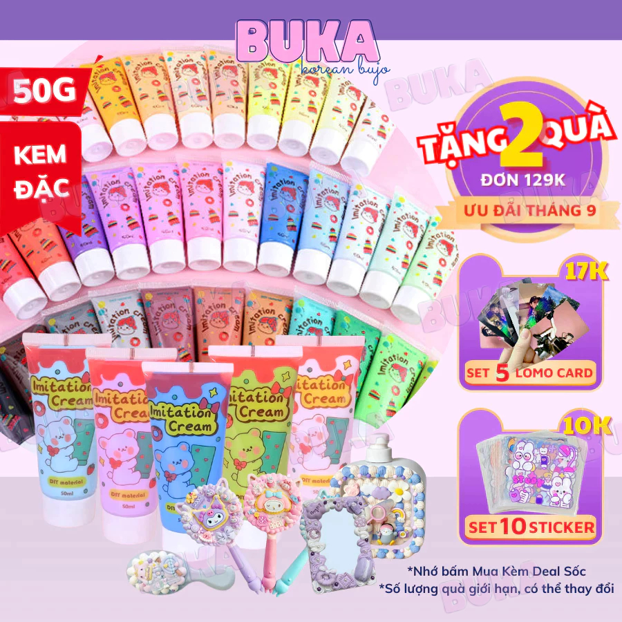 Kem keo Buka 50g bắt trang trí kem keo kem thạch decor toploader, ốp điện thoại, dùng dán Charm (tặng đâu bắt kem)