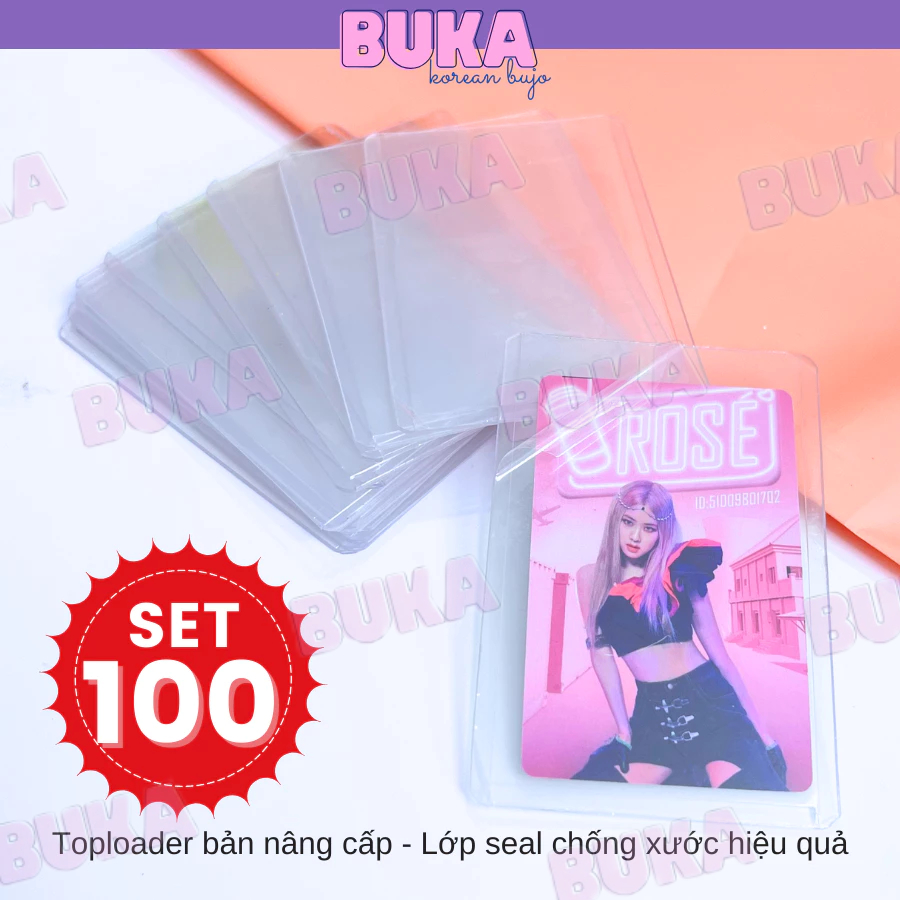 100 Toploader Khay Đựng Card Ảnh Thần Tượng Có Seal Buka Để Card Idol Kpop, Lomo, Thẻ Ảnh