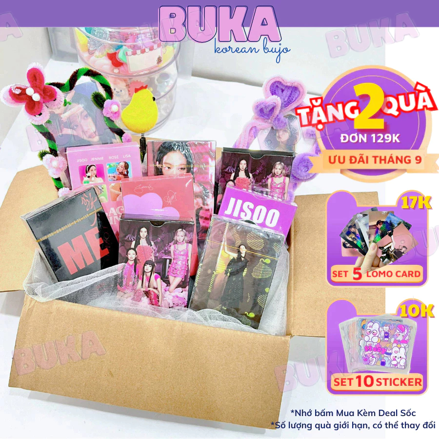 Lomo Card Đen Hồng BuKa card bo góc album mới nhất Kpop hộp 55 card ảnh