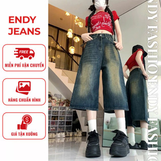 Quần Jean Lửng Nữ Lưng Cao Ống Rộng, Quần Bò Unisex Phong Cách Thời Trang Năng Động ED29