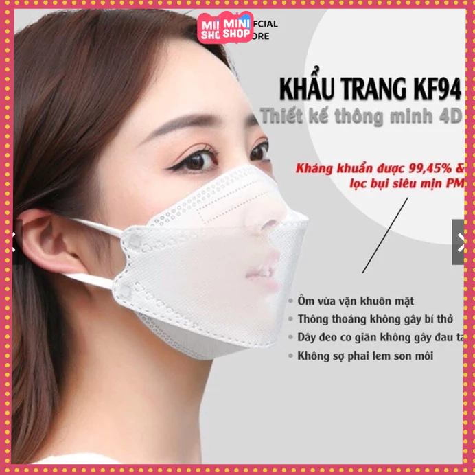 [SET 50 CÁI] Khẩu trang KF94 HUY HOÀNG/BÔNG SEN VÀNG 4 lớp kháng khuẩn, kiểu dáng 4D Hàn Quốc hàng c