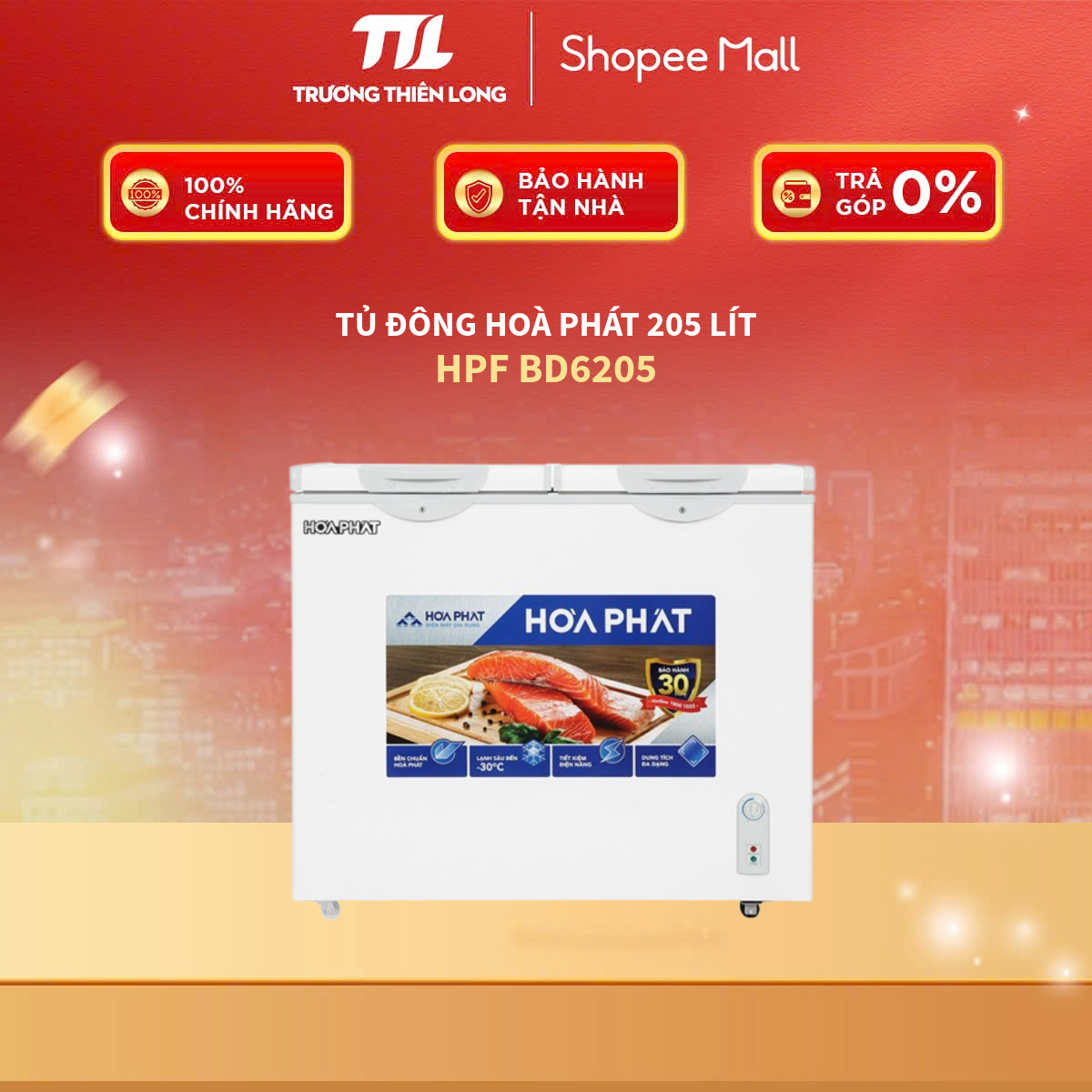 HPF BD6205 / HPF BD6205G -Tủ Đông Hoà Phát 205 Lít [TOÀN QUỐC]