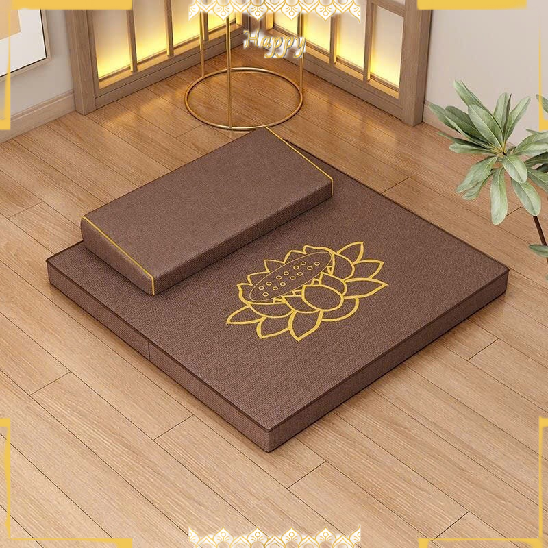 Nệm Ngồi Thiền, Đệm Thiền Tụng Kinh, Tọa Cụ Họa Tiết Hoa Sen 60x60cm - Happy.Decor