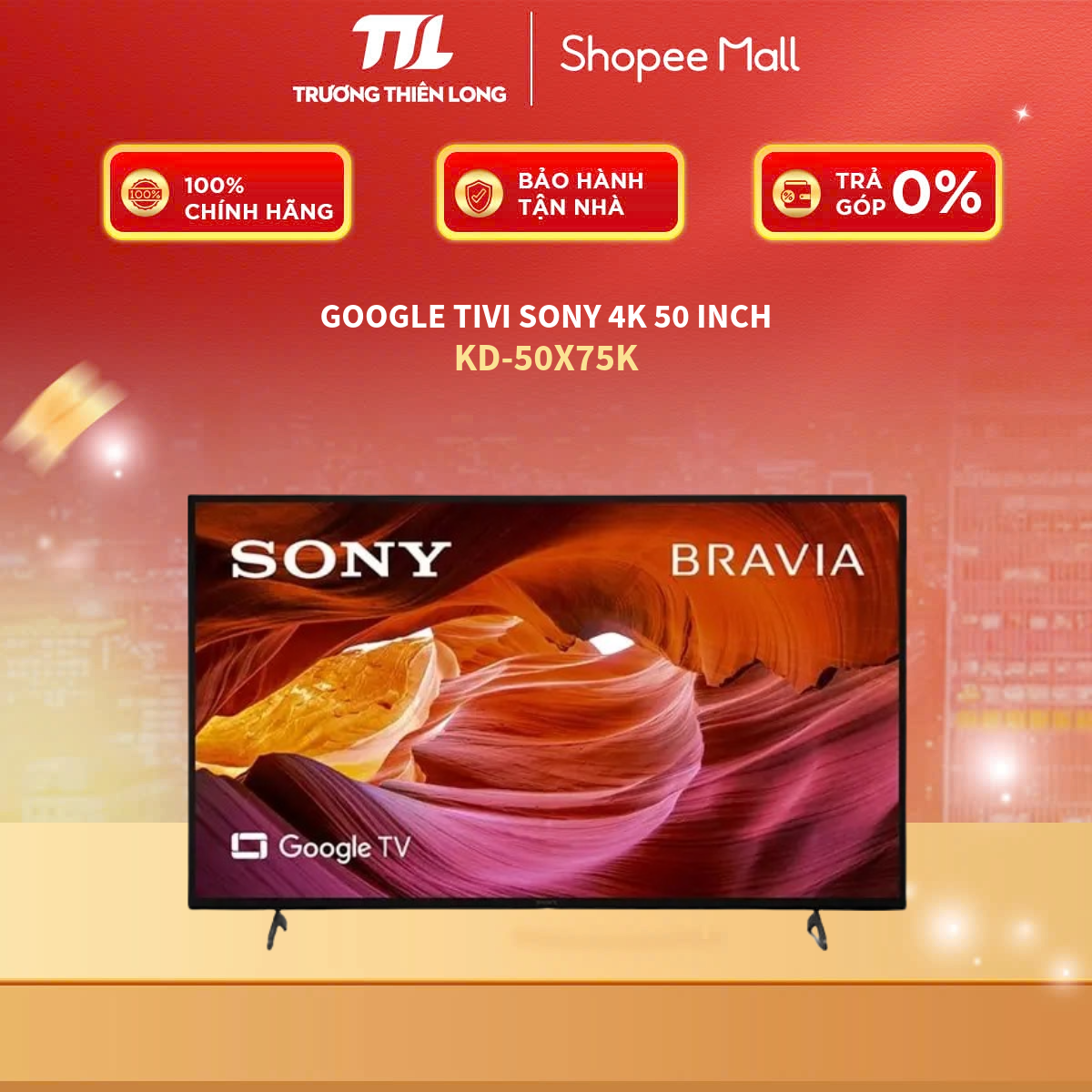 KD-50X75K - Google Tivi Sony 4K 50 Inch[Miễn Phí Lắp Để Bàn HCM]