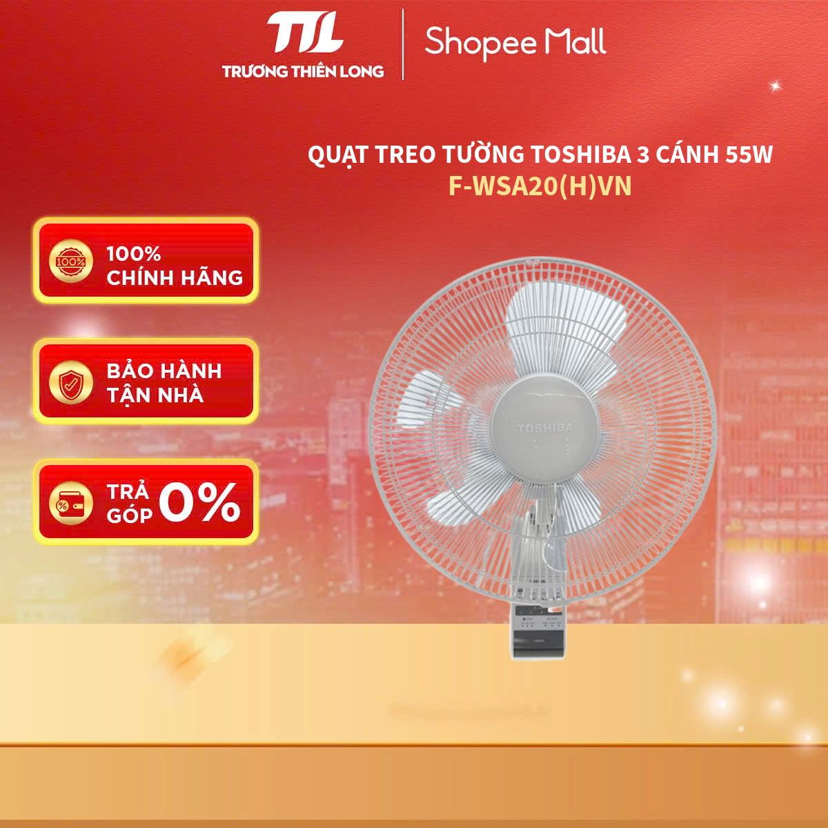 F-WSA20(H)VN - Quạt treo tường Toshiba 3 cánh F-WSA20(H)VN 55W 12 Tháng