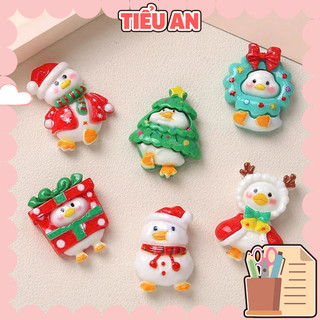 Charm (C351-N) slime/ Dụng Cụ Charm Trang Trí [Ko Keo & Nút] Bé Vịt Hóa Trang Noel
