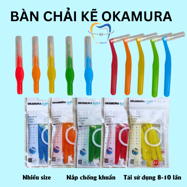 Okamura - Bàn chải kẻ răng dành cho người niềng răng ( nhiều size)