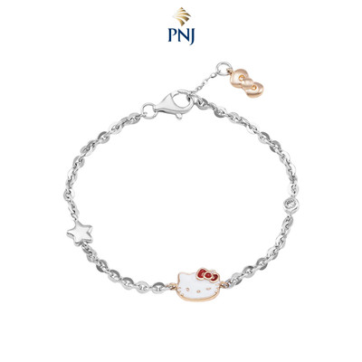 Lắc tay trẻ em Bạc đính đá PNJ ❤️ HELLO KITTY XM00H000015