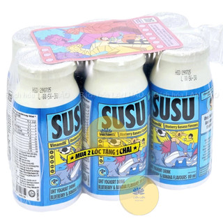  Sữa Chua Uống SuSu Lốc 6 chai mix vị  Chai 80ml  