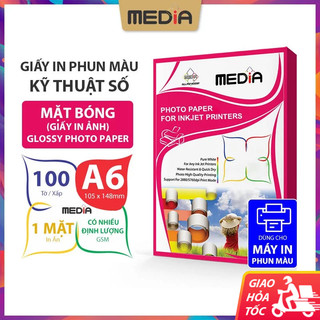 Giấy In Ảnh Media 1 Mặt Bóng A6 (10x15) 100 Tờ, Glossy Photo Paper Giấy Ảnh Media Giấy In Phun Màu