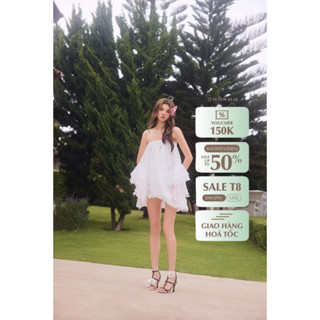 ONONMADE Set Ba Món Áo Corset Phối Hoa, Quần Thun Su Lạnh, Đầm Trễ Vai Kết Hoa 3D Oasis Set