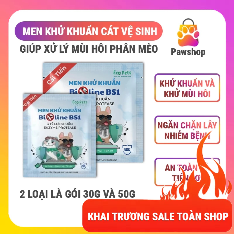 Men khử khuẩn Bioline BS1 cho mèo | Khử mùi hôi, diệt khuẩn khay cát vệ sinh