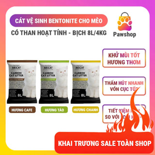 Cát vệ sinh cho mèo Akicat - Cát mèo Bentonite bao 8L/4kg chứa than hoạt tính vón cục khử mùi tốt