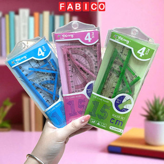 Bộ thước kẻ 4 món đo độ, eke học sinh YALONG - dụng cụ học tập đầy đủ - YL223602