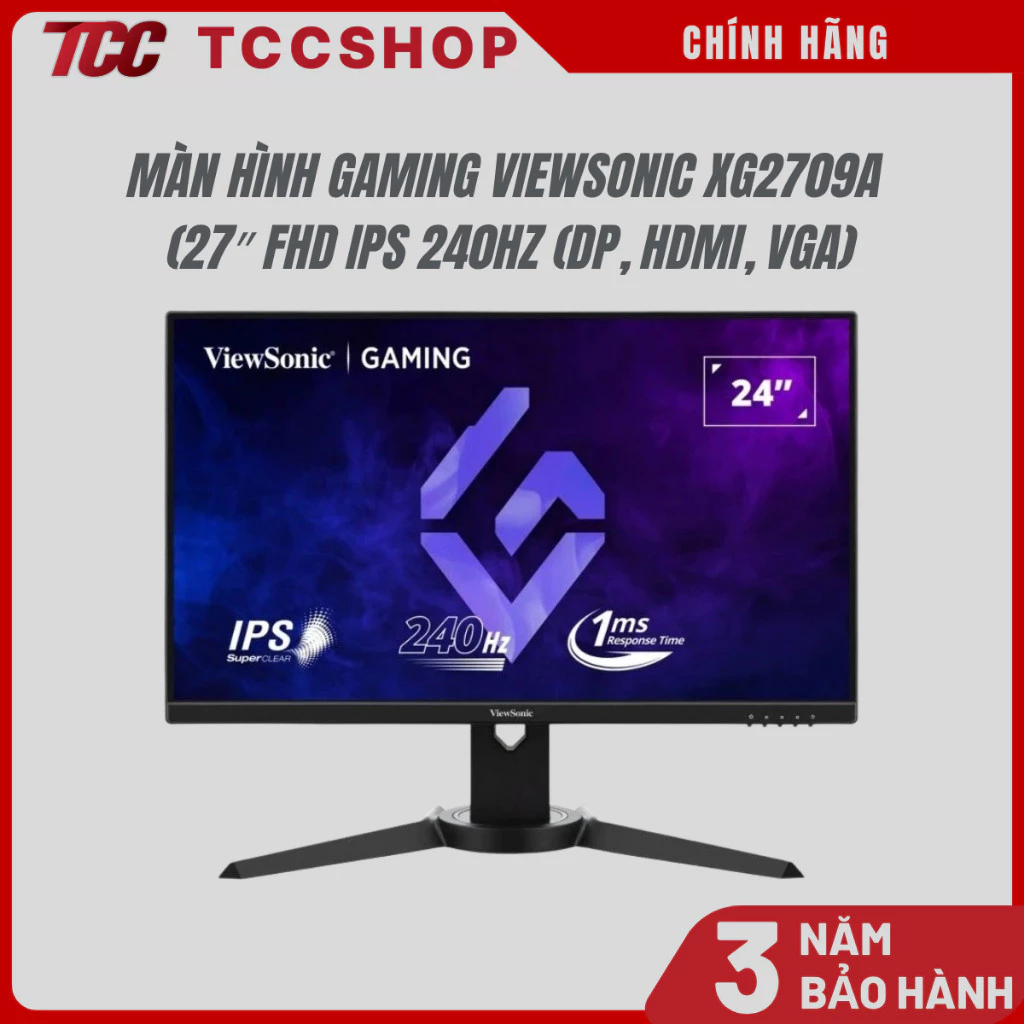 Màn hình Gaming ViewSonic XG2709A 27″ FHD IPS 240Hz (DP, HDMI, VGA) - Bảo hành chính hãng 36 tháng