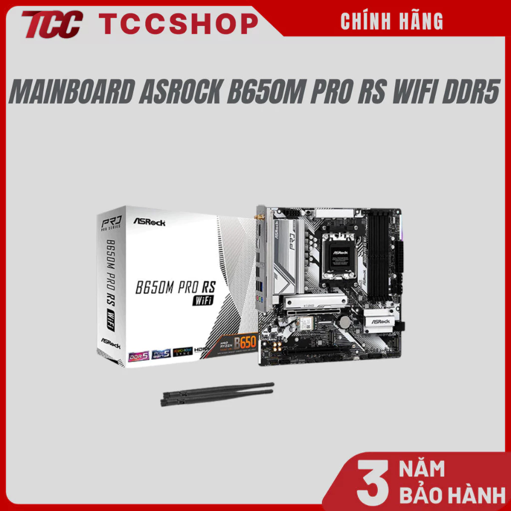 Mainboard Asrock B650M Pro RS WiFi DDR5 ( AMD B650/Socket AM5/4 x DDR5/Micro ATX ) - Hàng Chính Hãng