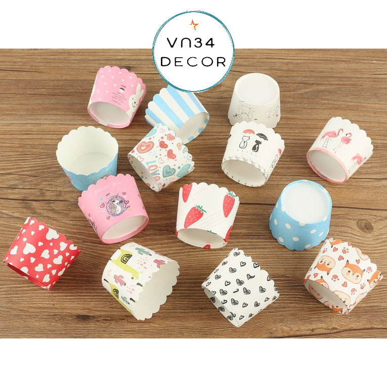 Lốc 50 chiếc cốc Cupcake giấy, ly giấy đựng bánh