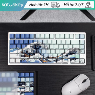  Keycap Sóng Thần Kanagawa PBT Dyesub Xuyên LED Cực Sáng Cực Bền Cherry Profile Cho Bàn Phím Cơ 